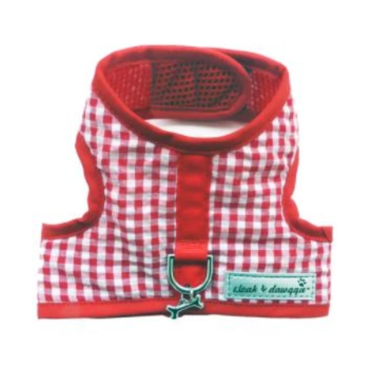 Cloak & Dawggie Teacup Gingham Dog Harness Vest - Red