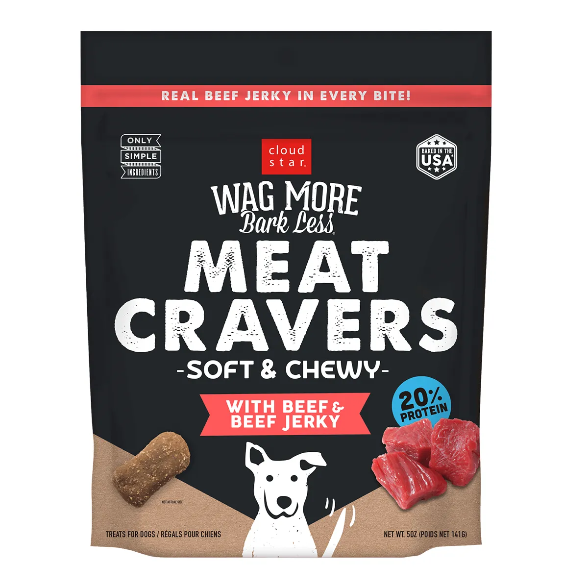 Cloud Star Wag More Bark Less Meat Cravers Soft & Chewy Dog Treats - Beef