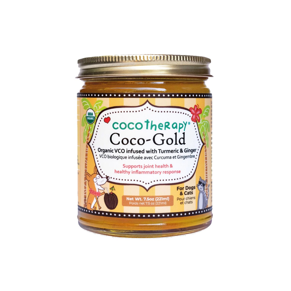 CocoTherapy Coco-Gold Organic Joint Health Food Topper for Dogs & Cats