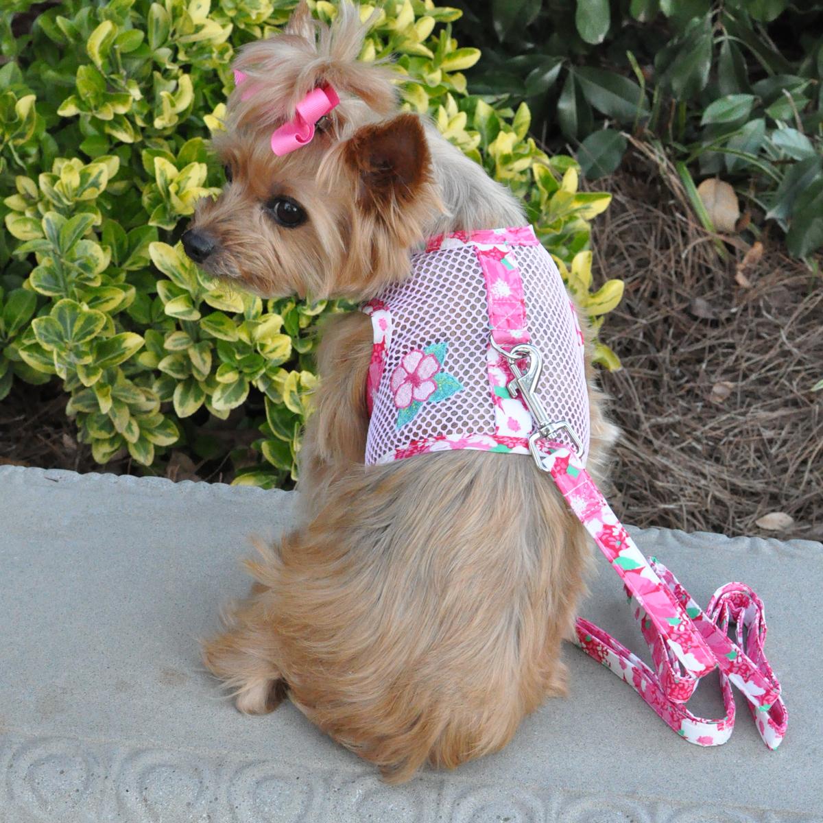 Cool Mesh Dog Harness by Doggie Design - Hawaiian Hibiscus Pink