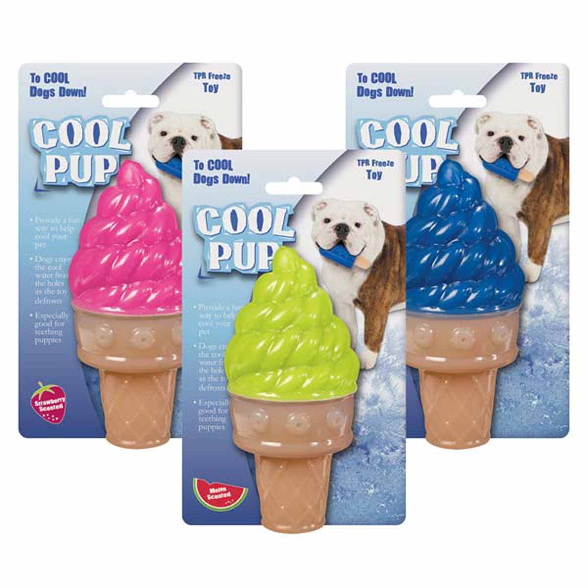 CP Mini Cooling Dog Toys Fun Summer Ice Cream Cone or Popsicle Choose Color & Shape (Green Ice Cream Cone)