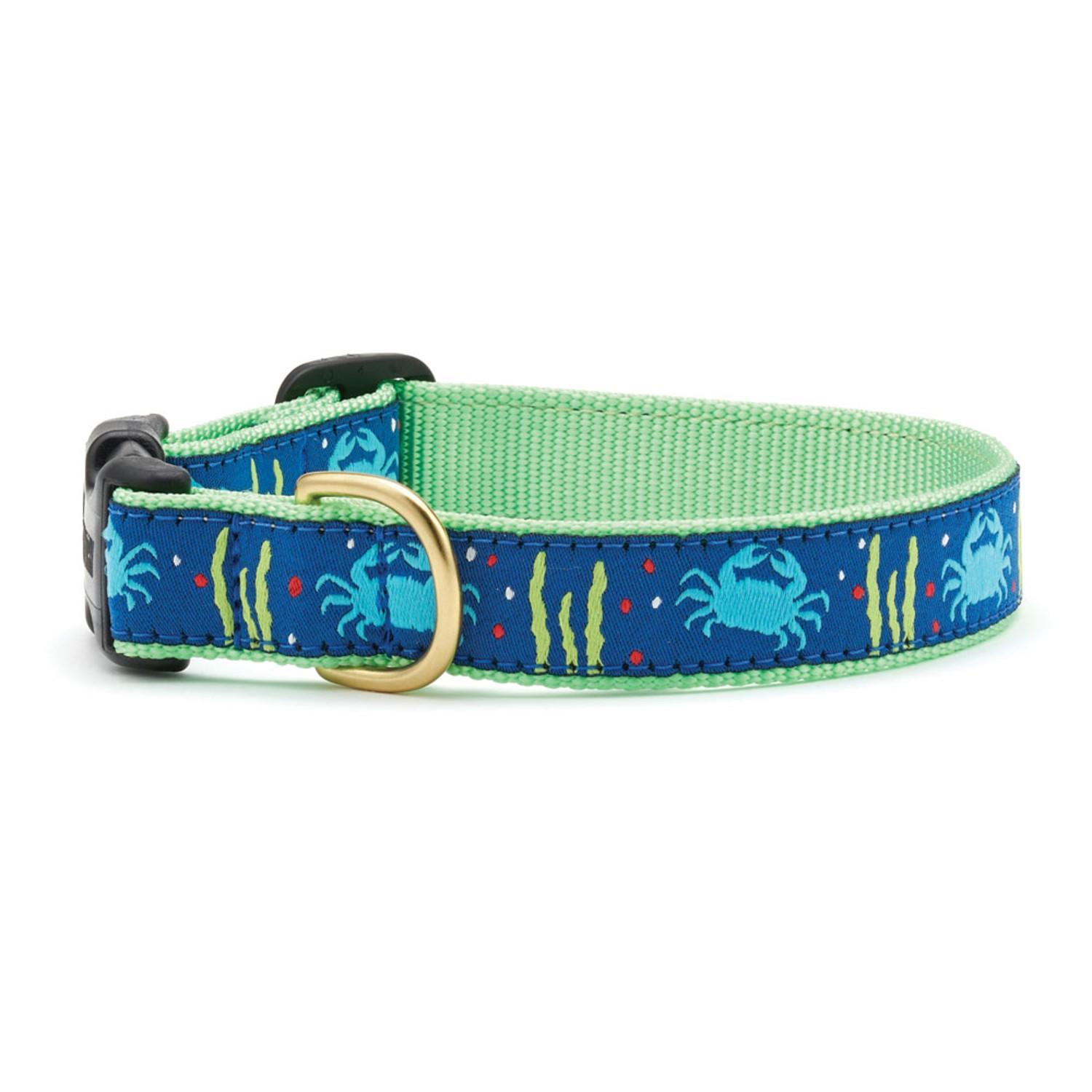 Blue Crab Dog Collar by Up Country - Blue on Lime