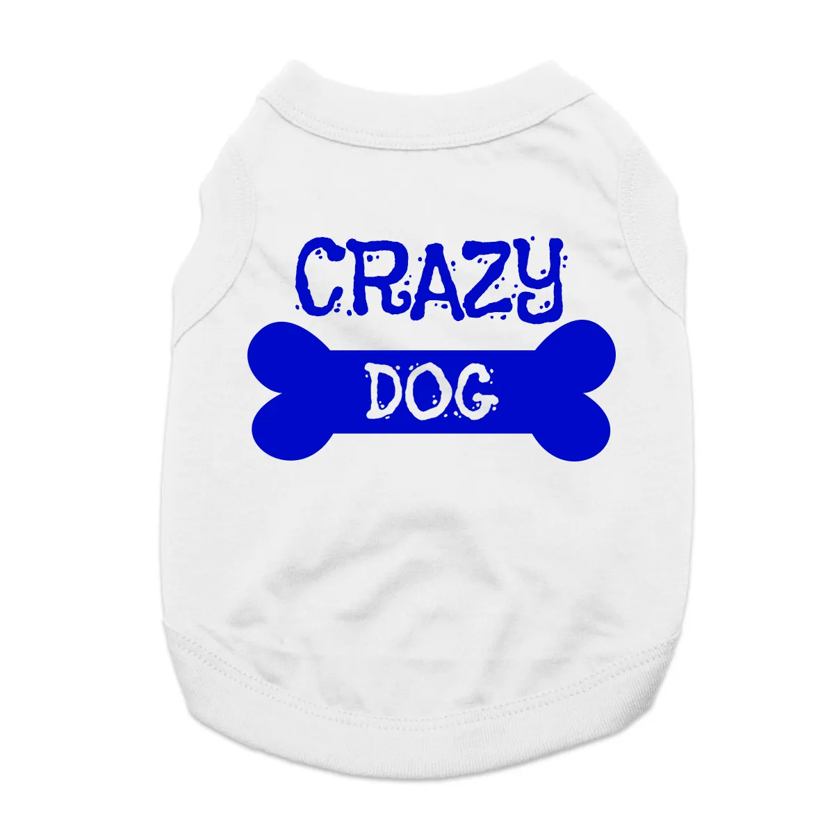 Crazy Dog Shirt / Crazy Dog Mom Human Shirt - White with Blue Print