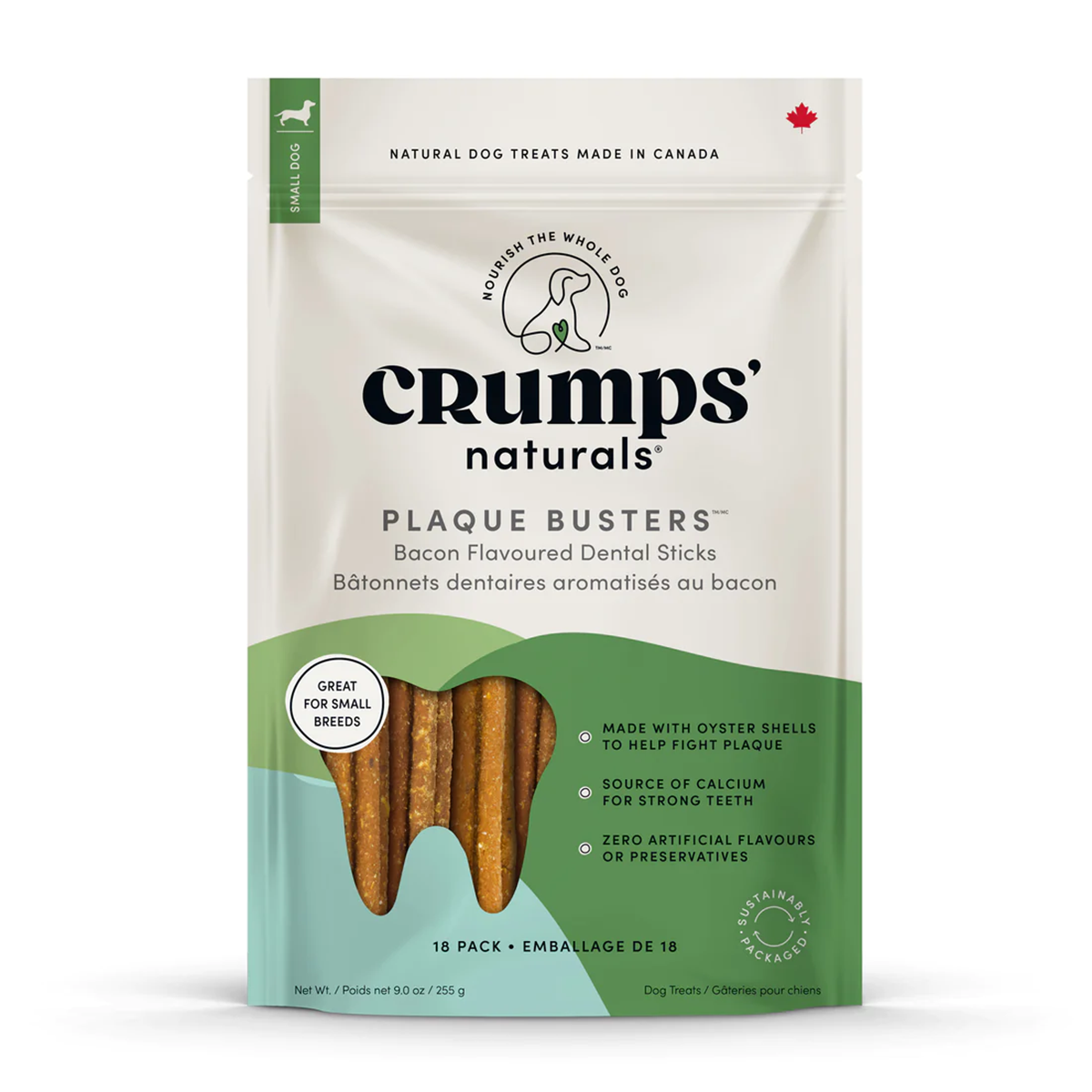 Crumps' Naturals Plaque Busters Dental Sticks Dog Treat - Bacon