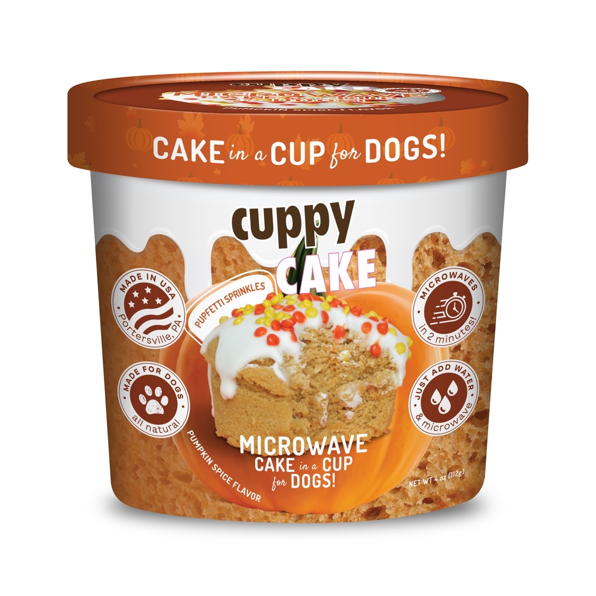 Cuppy Cake Microwave Dog Cake Mix - Pumpkin Spice with Pupfetti Sprinkles