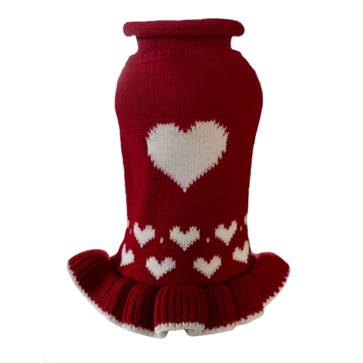Dallas Dogs Red Heart Sweater Dog Dress