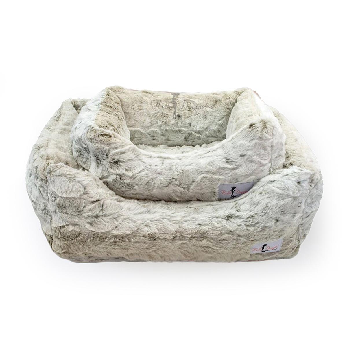 Hello Doggie Animal Print Luxe Dog Bed - Pearl Leopard