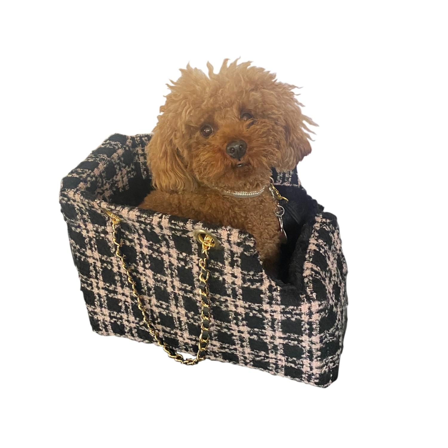 The Dog Squad Kate Quilted Dog Carrier - Pink & Black Plaid