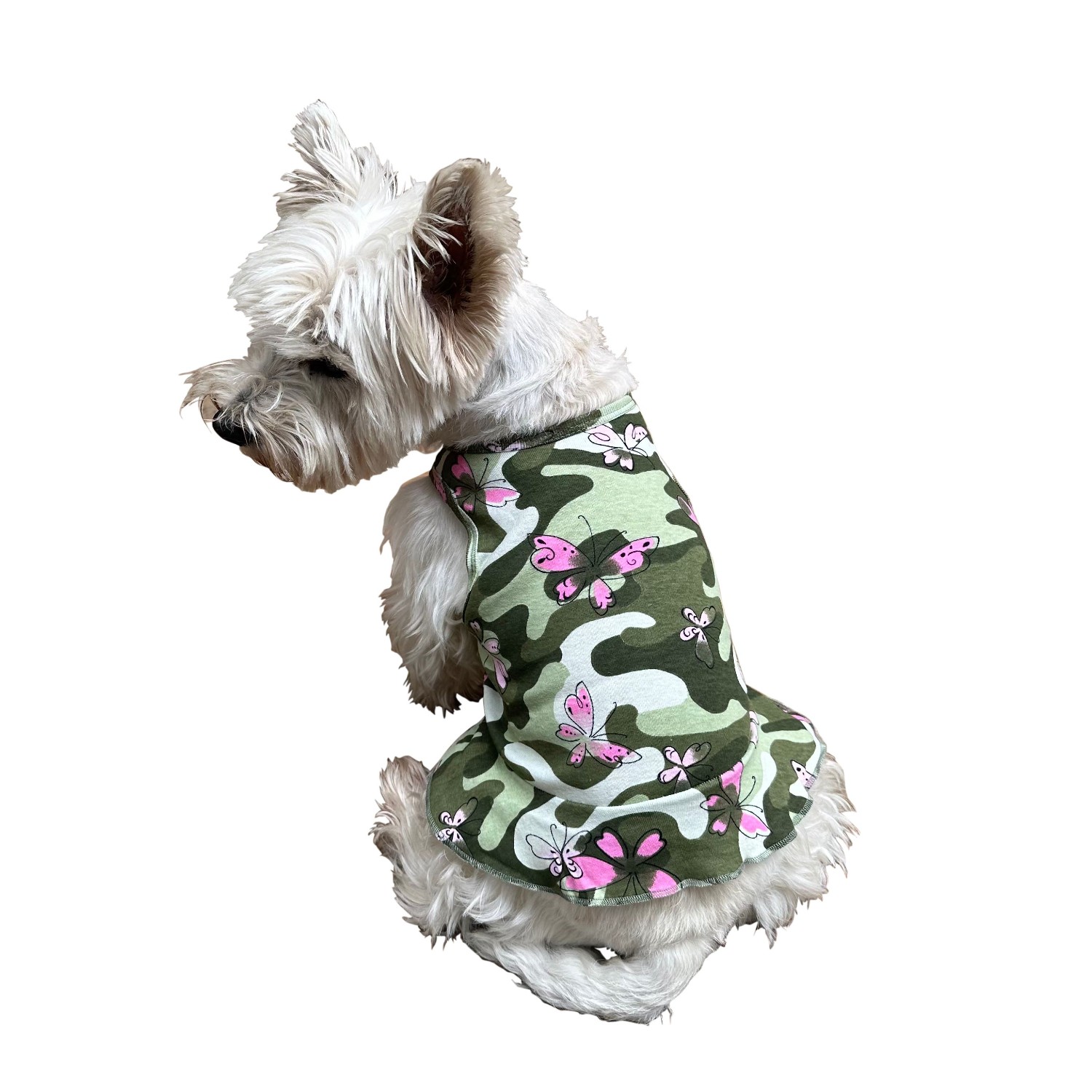 The Dog Squad Butterfly Camo Tank Dog Dress - Green