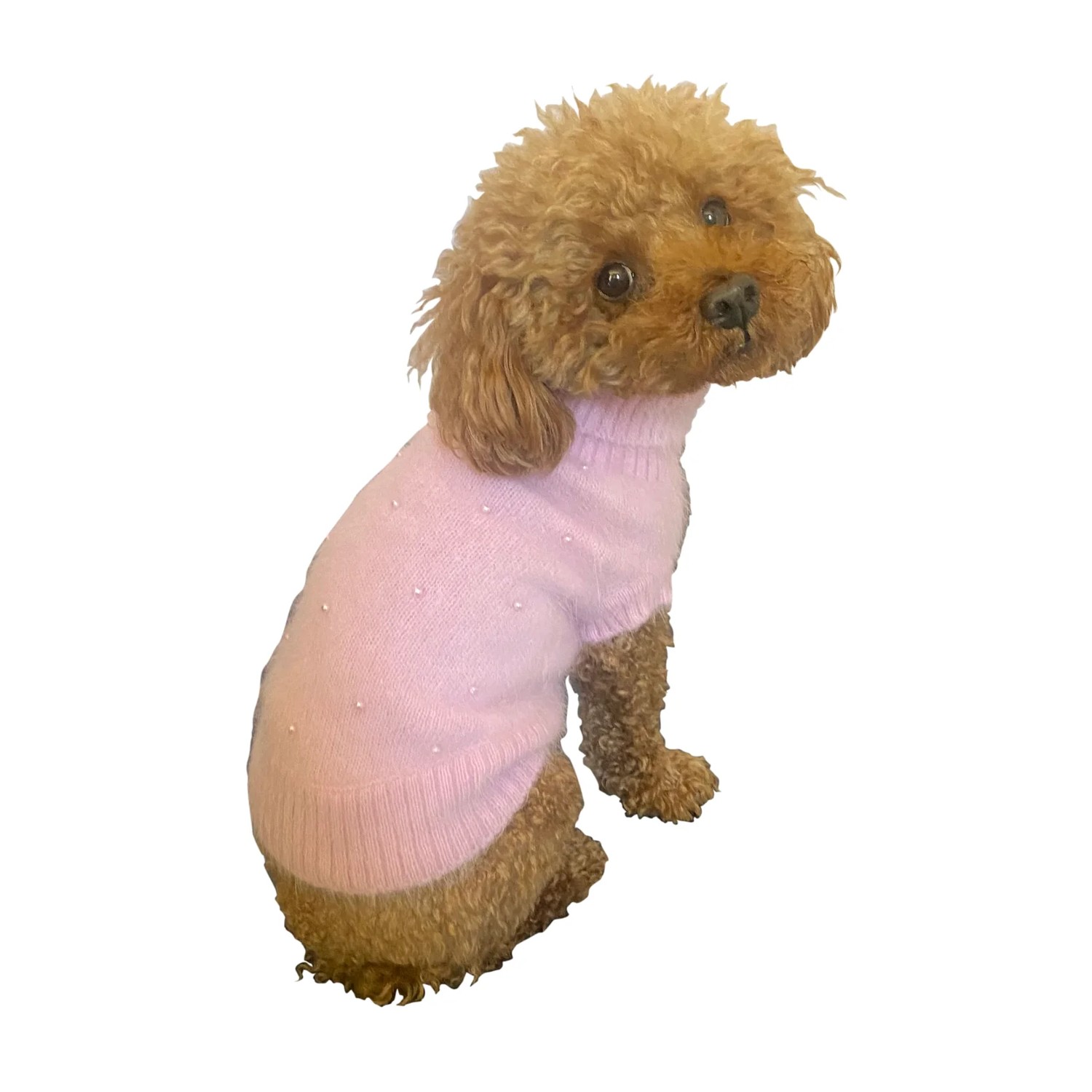 The Dog Squad Hollywood Sparkle & Pearls Dog Sweater - Blush Pink
