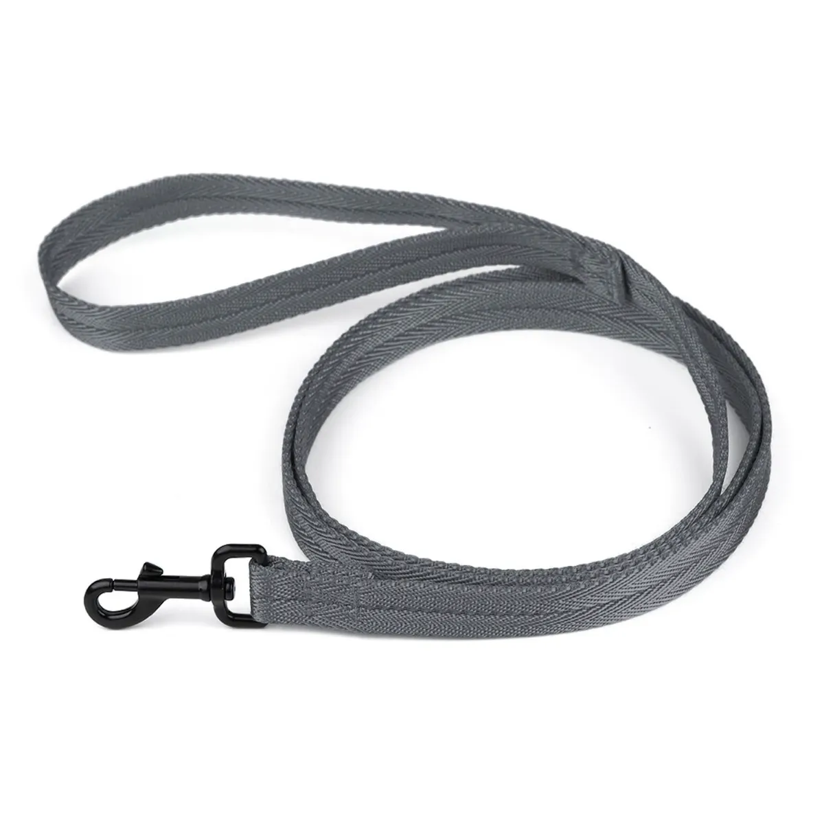 Dogline Flat Nylon Dog Leash - Gray