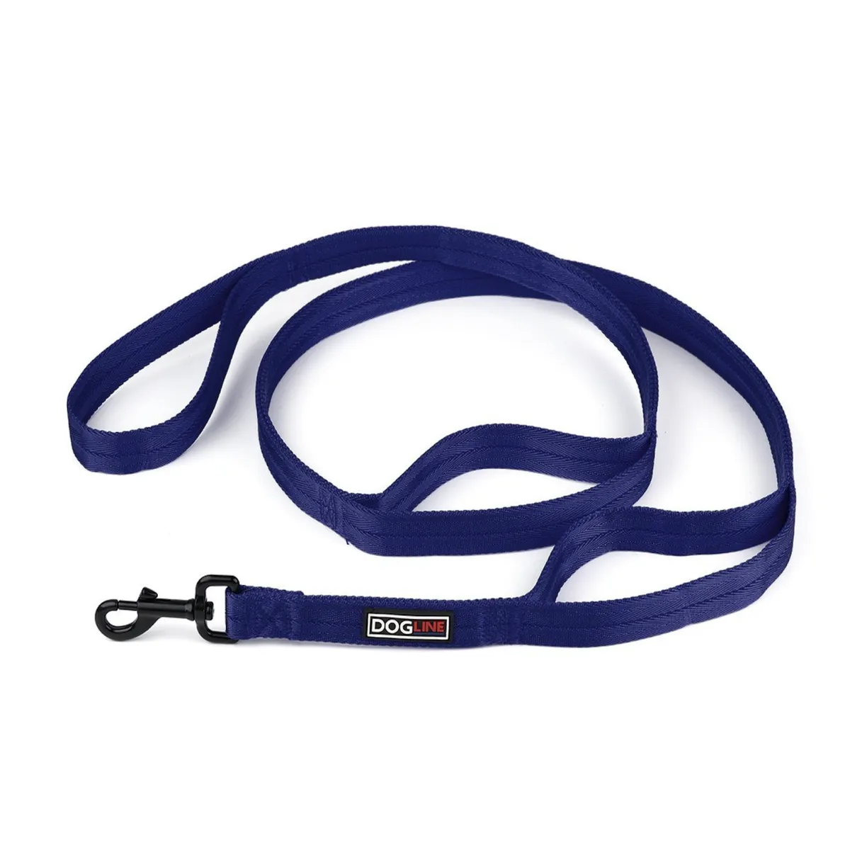 Dogline Multi-Handle Flat Dog Leash - Navy Blue