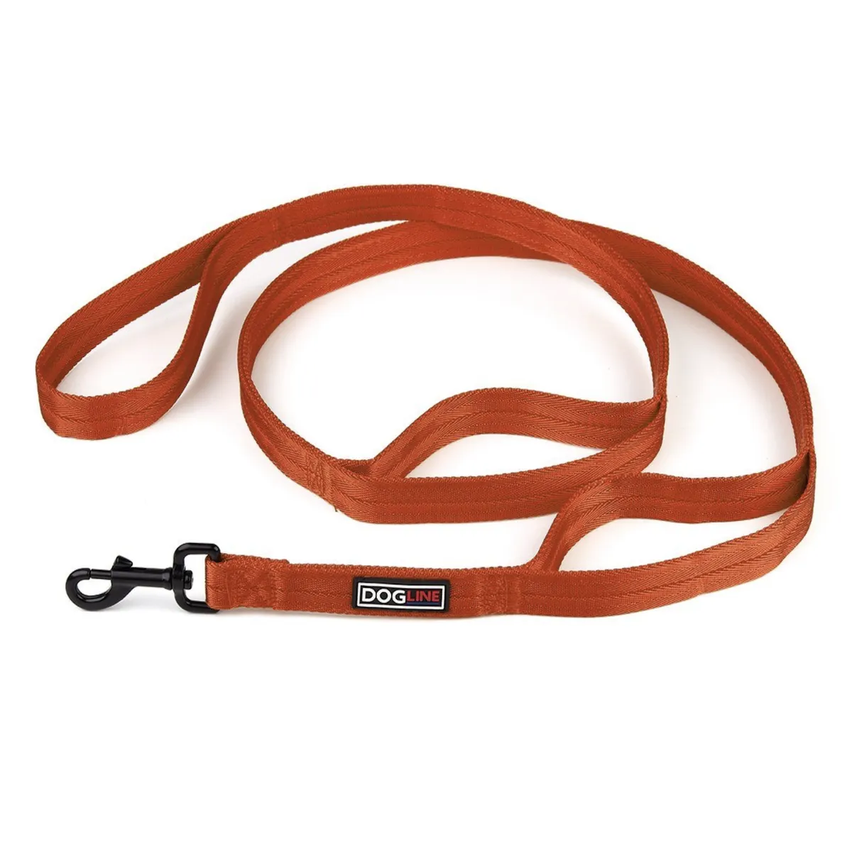 Dogline Multi-Handle Flat Dog Leash - Orange