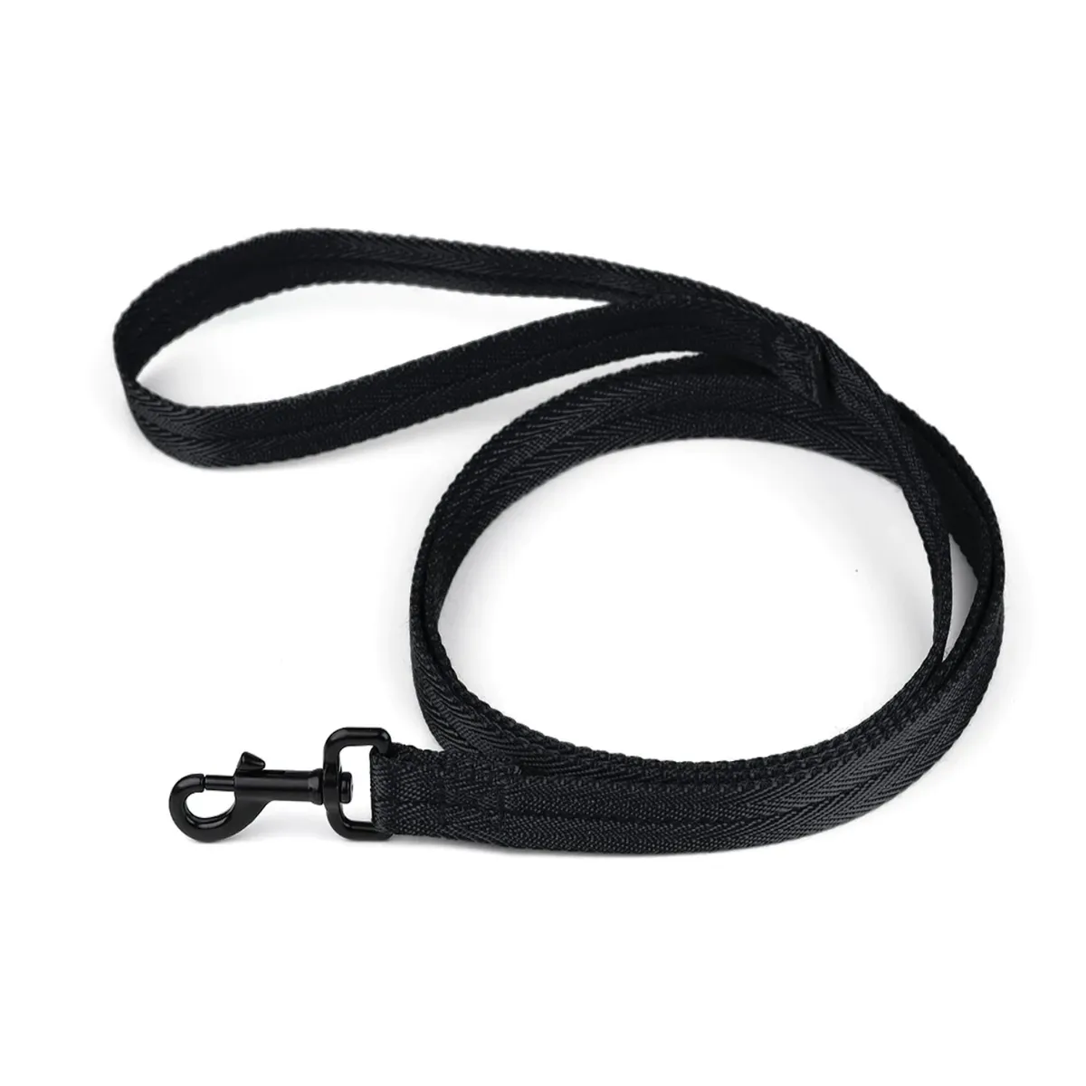 Dogline Flat Nylon Dog Leash - Black