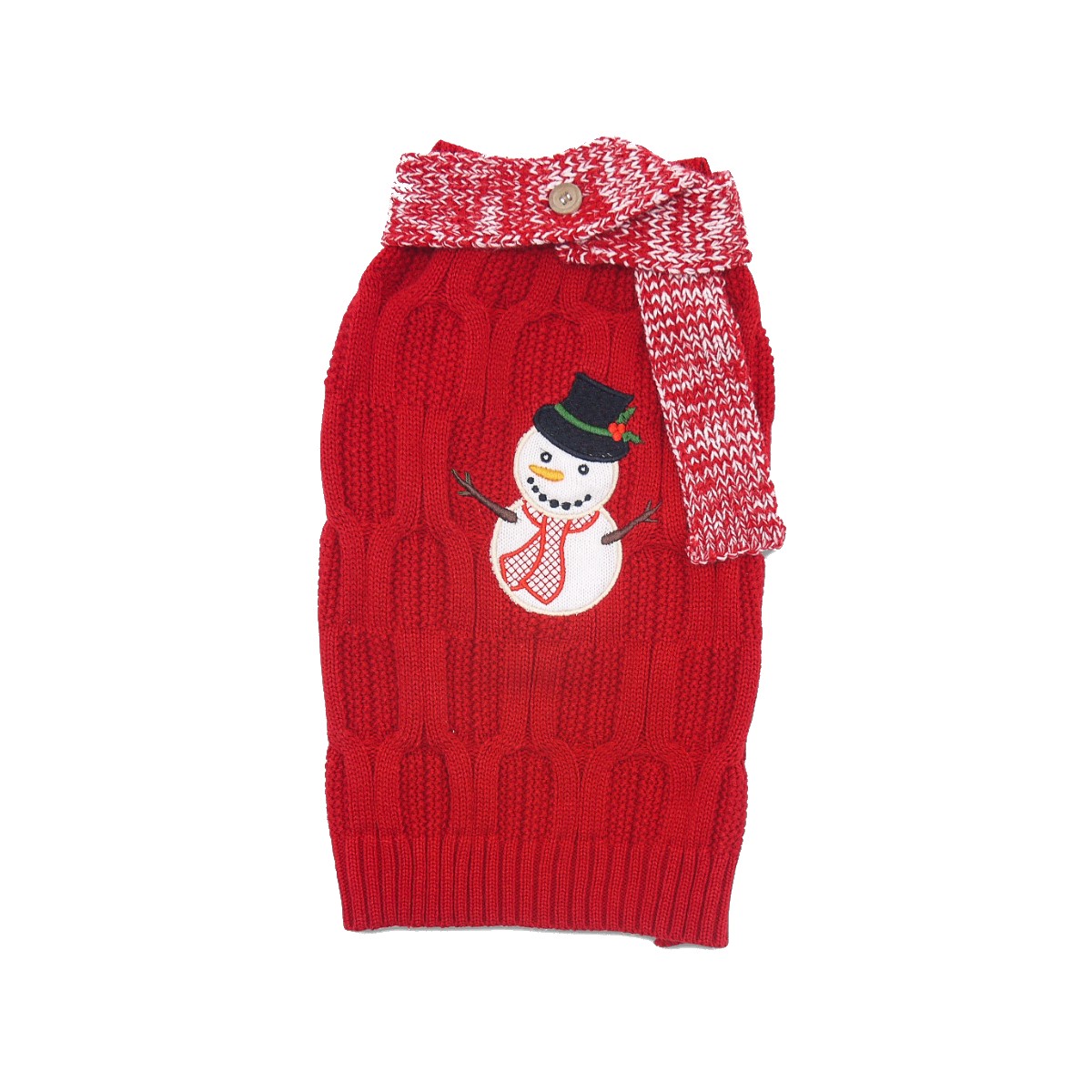 DOGO Holiday Snowman Scarf Dog Sweater - Red