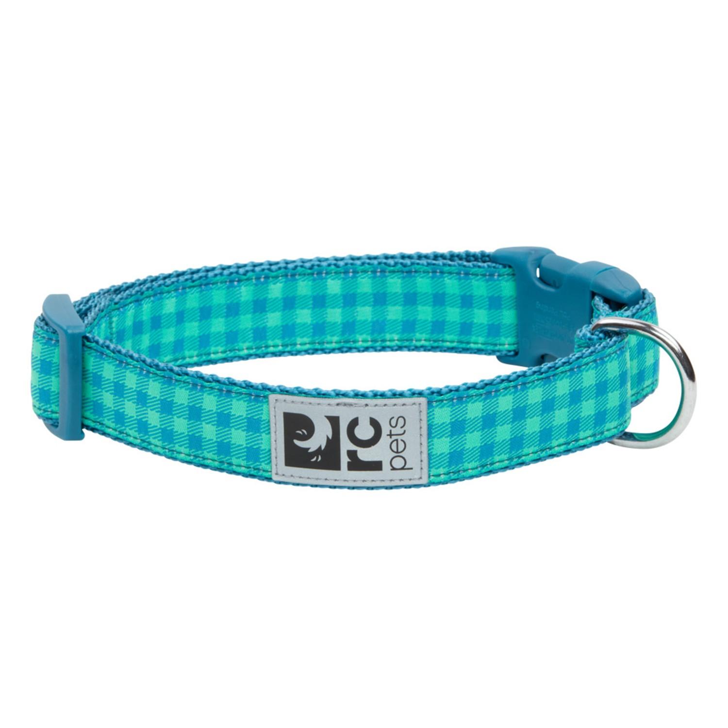 Green Gingham Adjustable Clip Dog Collar By RC Pets