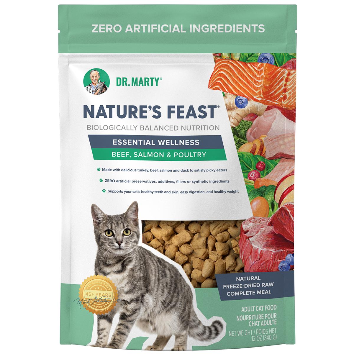 Dr. Marty Nature's Feast Essential Wellness Freeze-Dried Beef, Salmon & Poultry Cat Food
