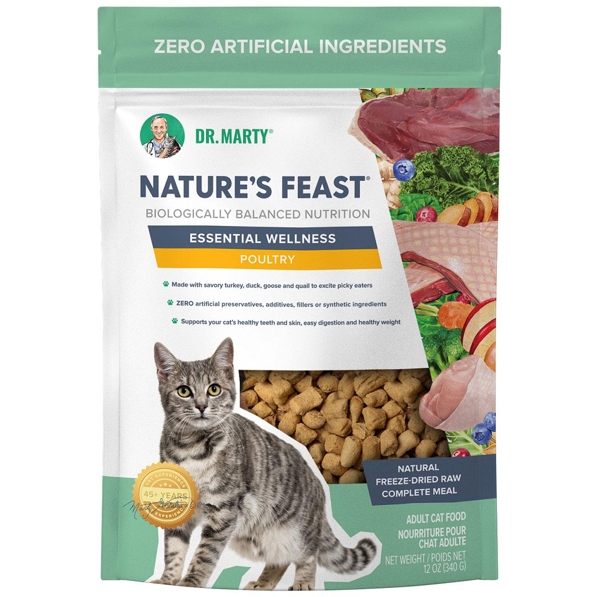 Dr. Marty Nature's Feast Essential Wellness Freeze-Dried Poultry Cat Food 