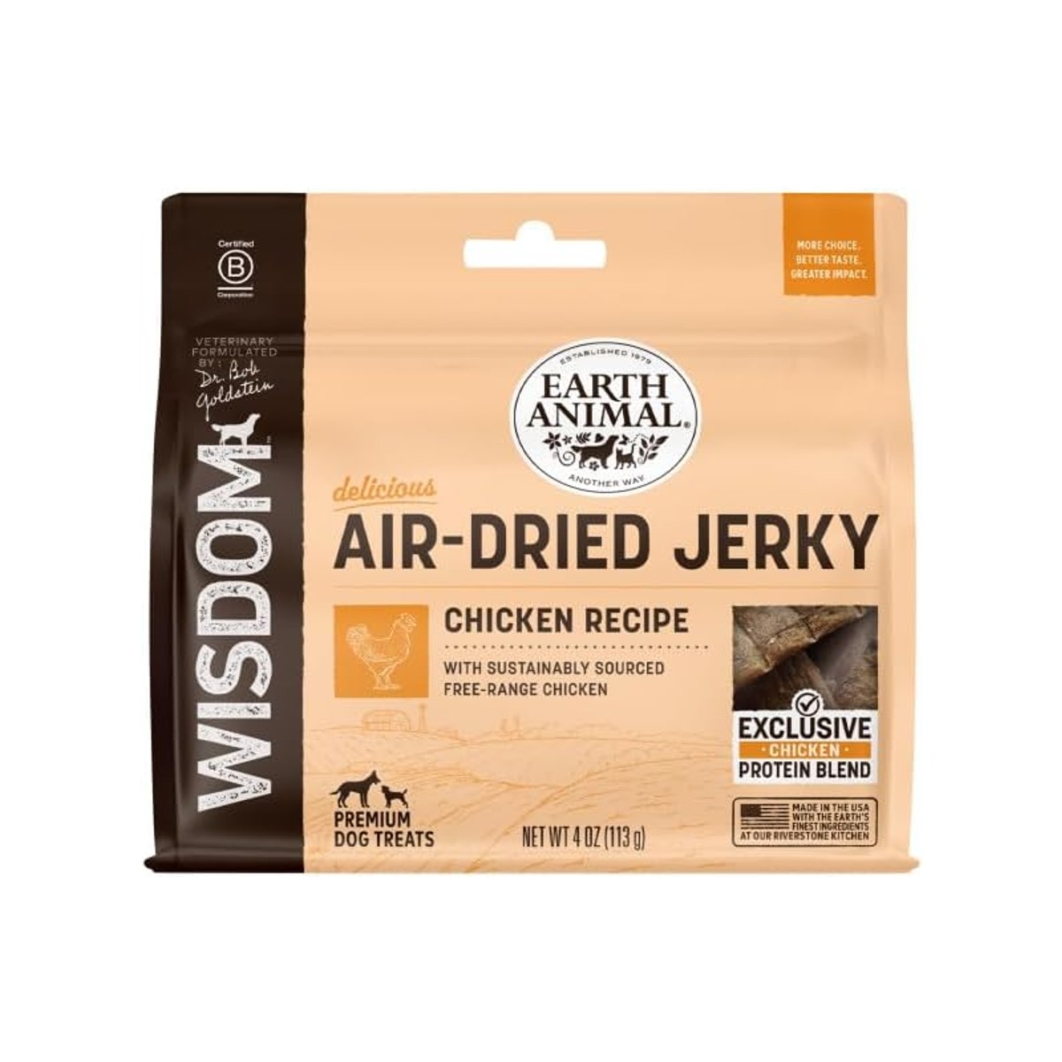 Earth Animal Wisdom Air-Dried Jerky Dog Treat - Chicken