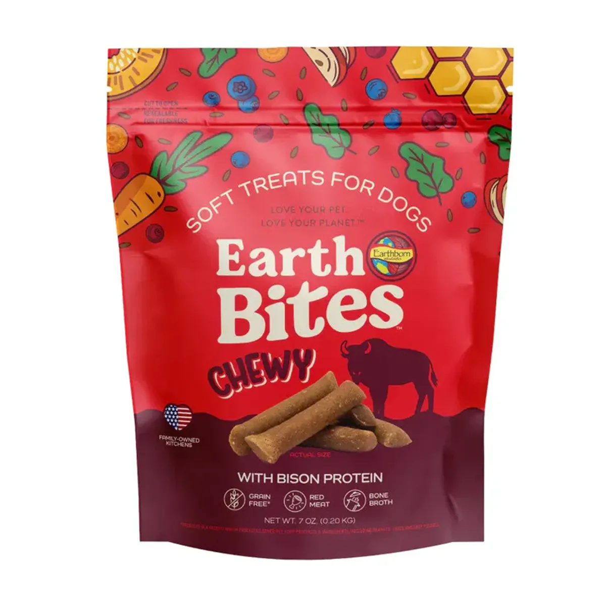 Earthborn EarthBites Grain-Free Chewy Dog Treats - Bison