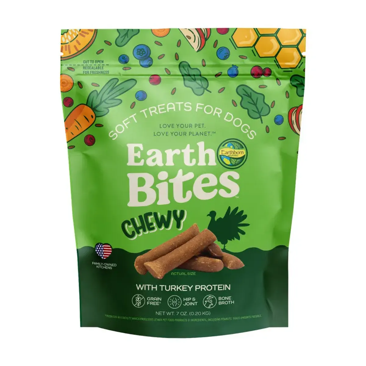 Earthborn EarthBites Grain-Free Chewy Dog Treats - Turkey