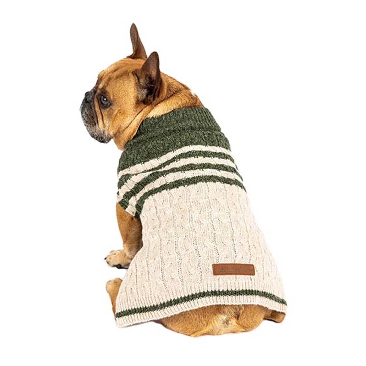 Eddie Bauer Stripe Thick Knit Dog Sweater - Oatmeal/Green