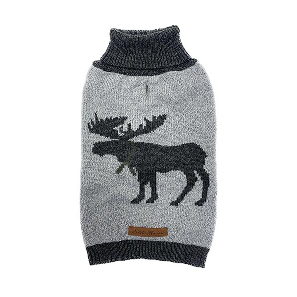 Eddie Bauer Moose Turtleneck Dog Sweater - Heathered Gray