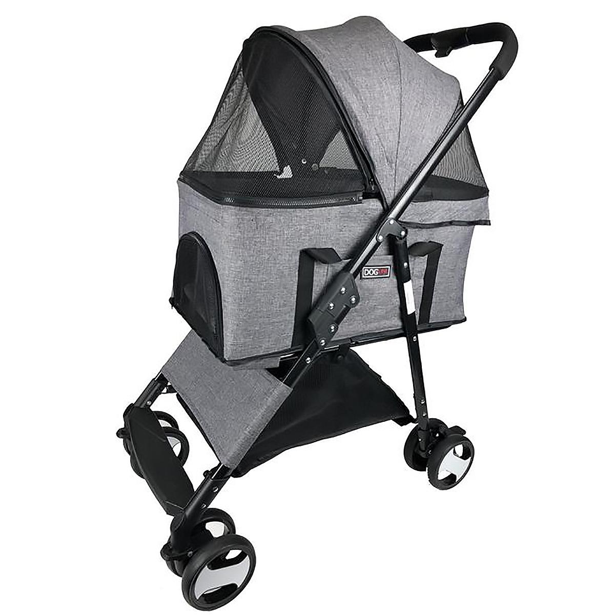 Dogline Executive Pet Stroller with Removable Cradle - Gray