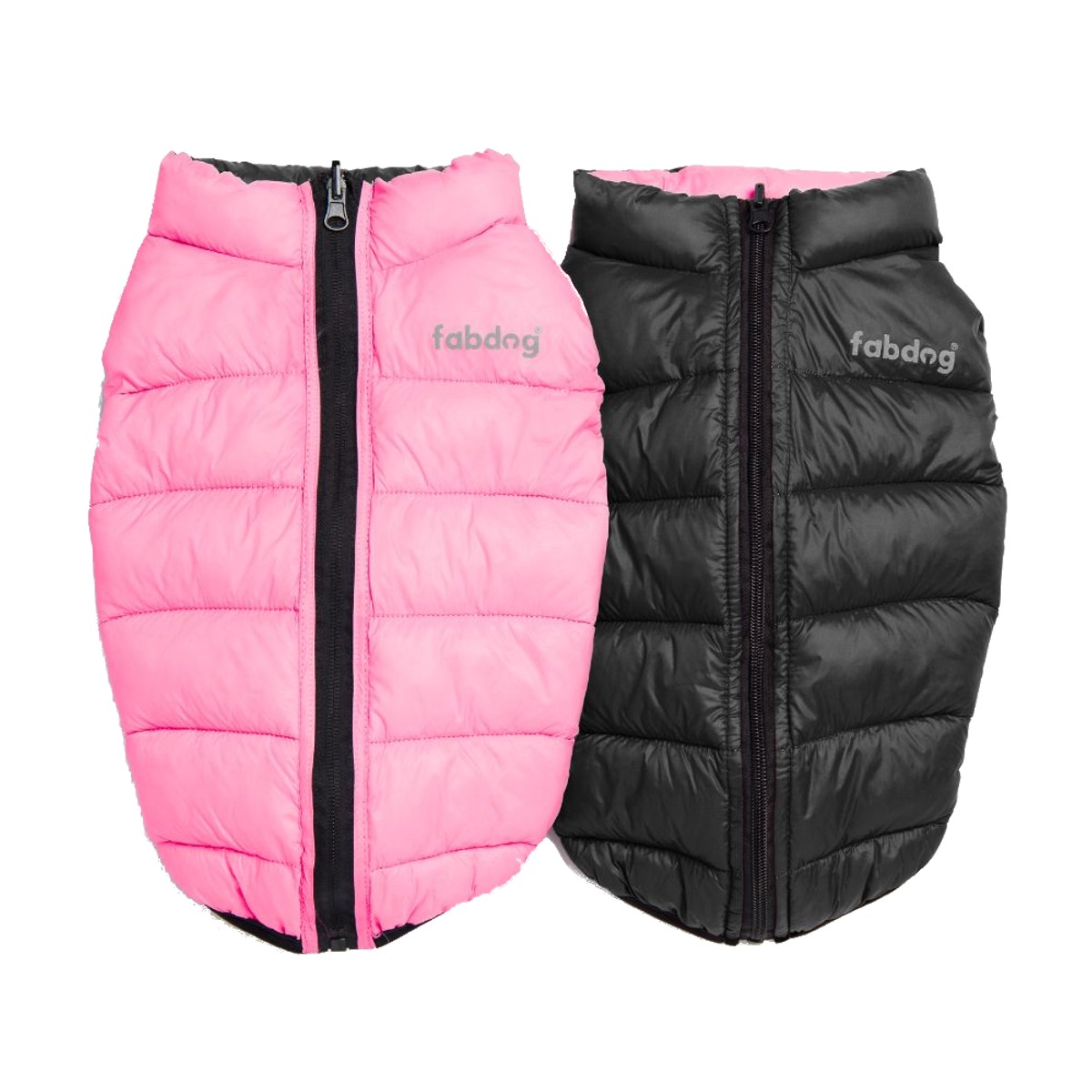 fabdog® Pack N' Go Reversible Puffer Dog Coat - Light Pink/Black