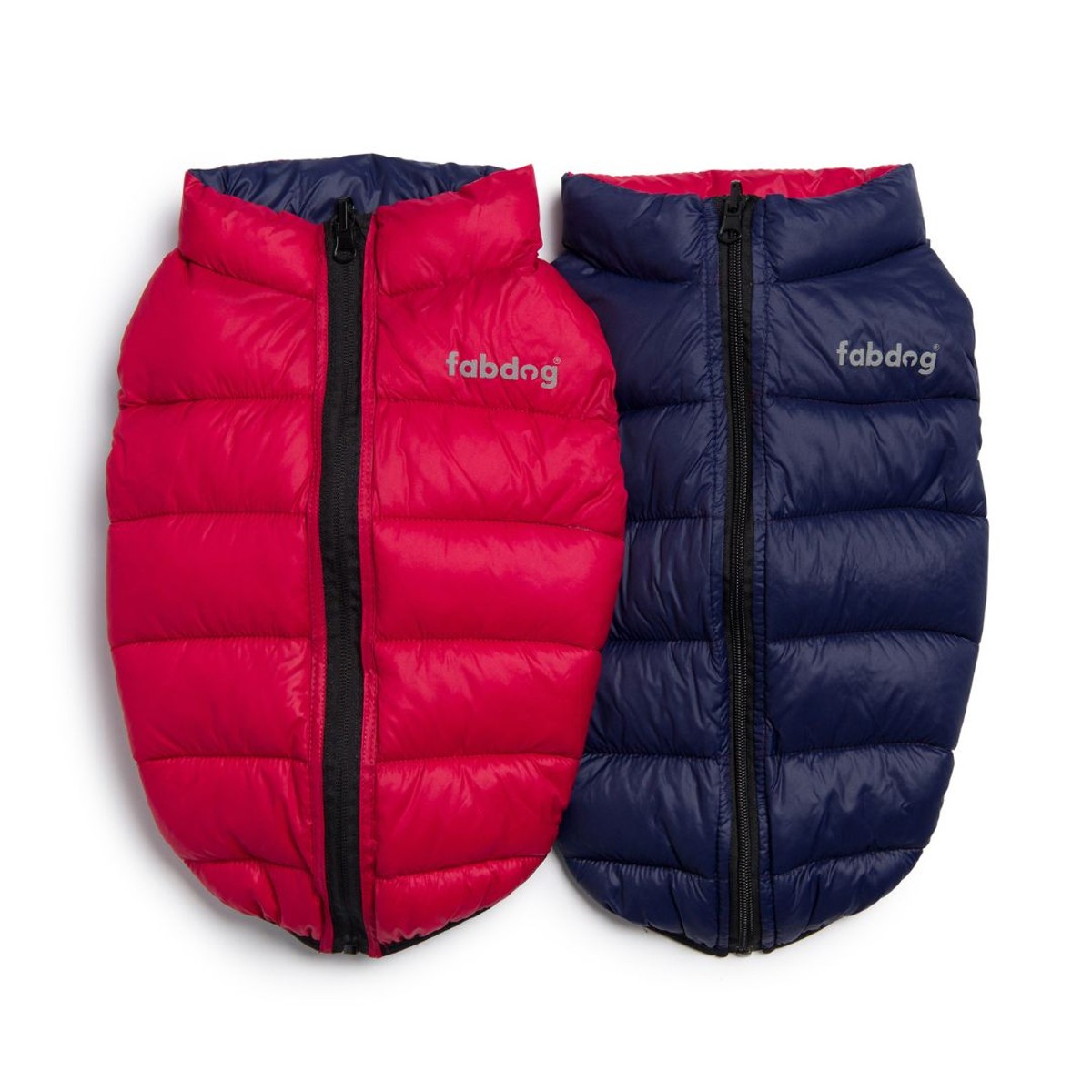 fabdogÂ® Pack N' Go Reversible Puffer Dog Coat - Red/Navy