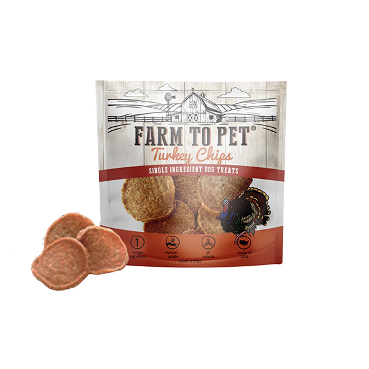 Farm to Pet Turkey Chips Dog Treats - Snack Packs