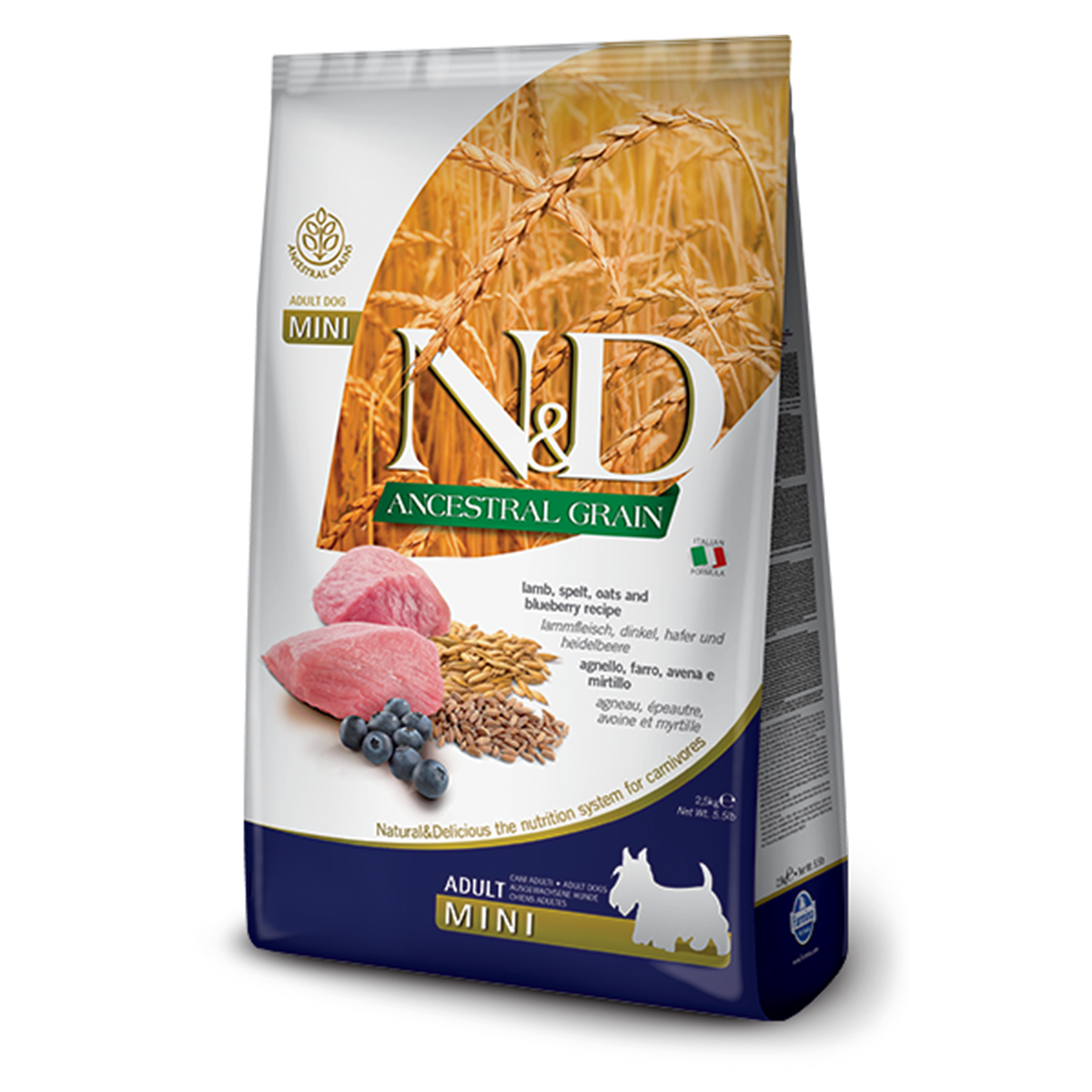 Farmina N&D Ancestral Grain Mini Adult Dry Dog Food - Lamb & Blueberry