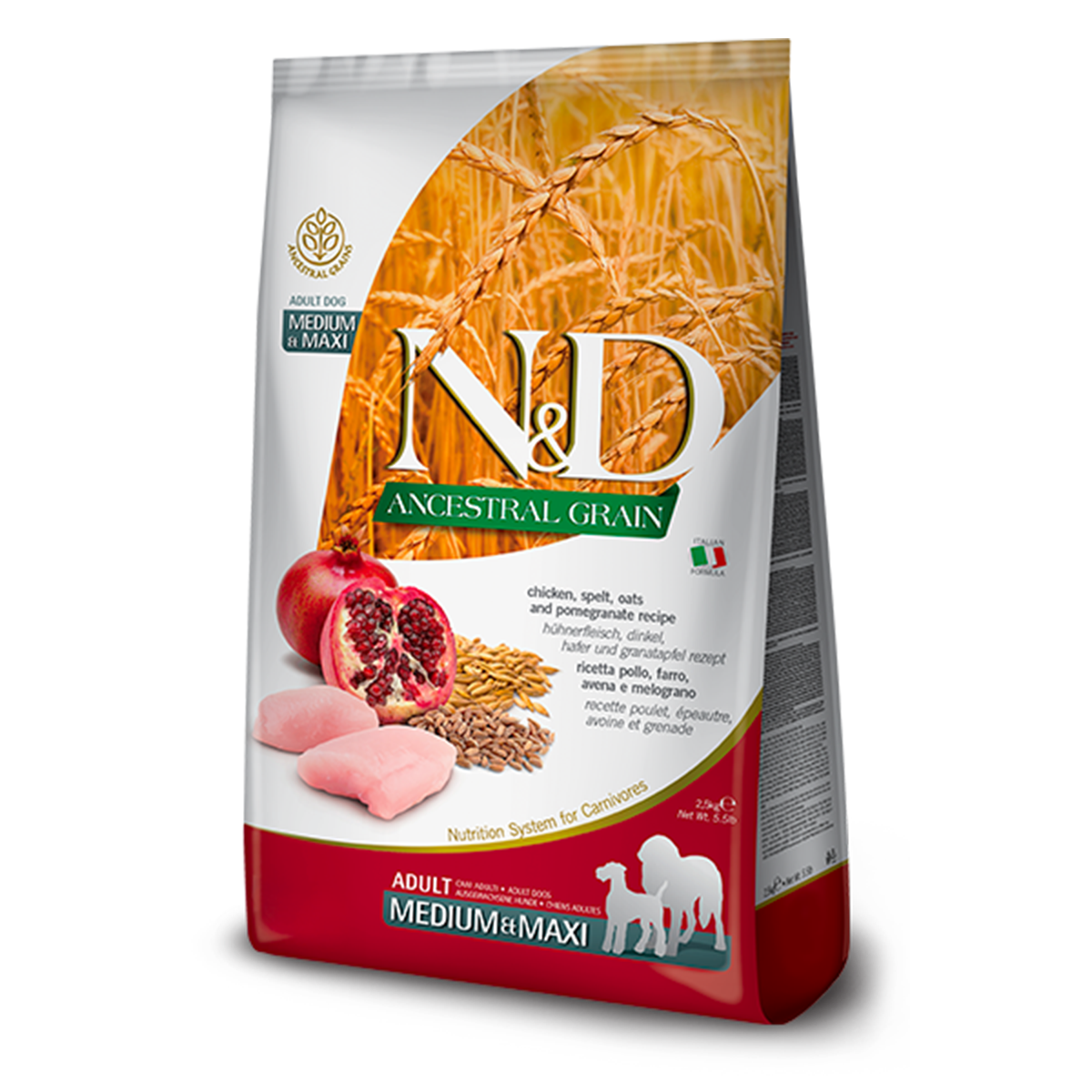 Farmina N&D Ancestral Grain Puppy Medium & Maxi Dry Dog Food - Chicken & Pomegranate