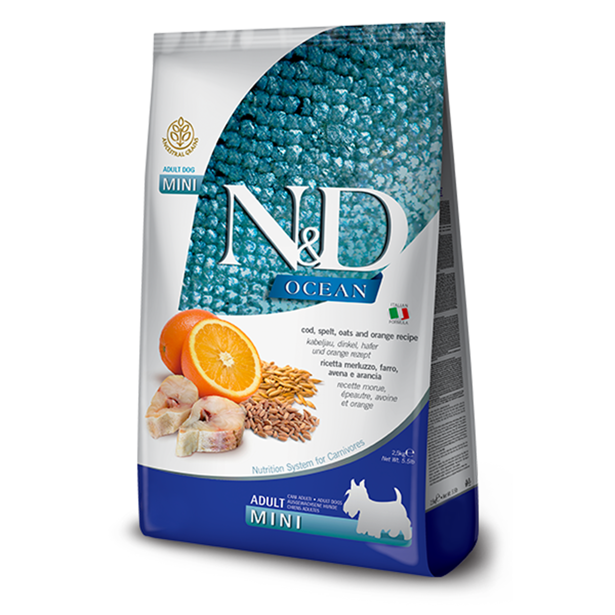 Farmina N&D Ocean Ancestral Grain Adult Mini Dry Dog Food - Cod & Orange