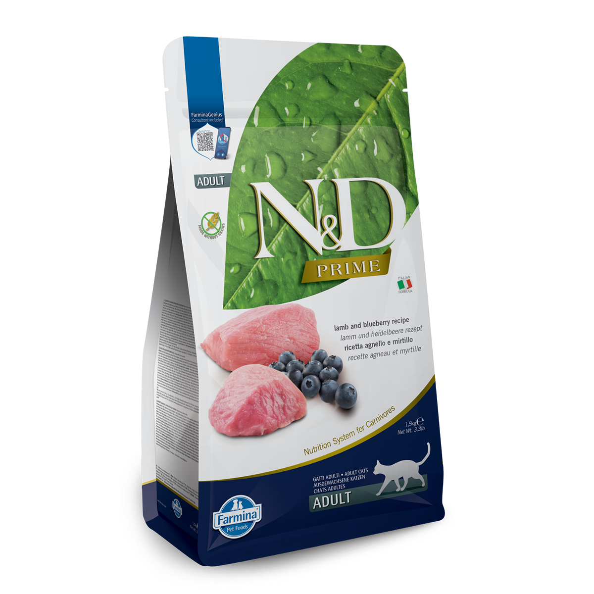Farmina N&D Prime Adult Dry Cat Food - Lamb & Blueberry