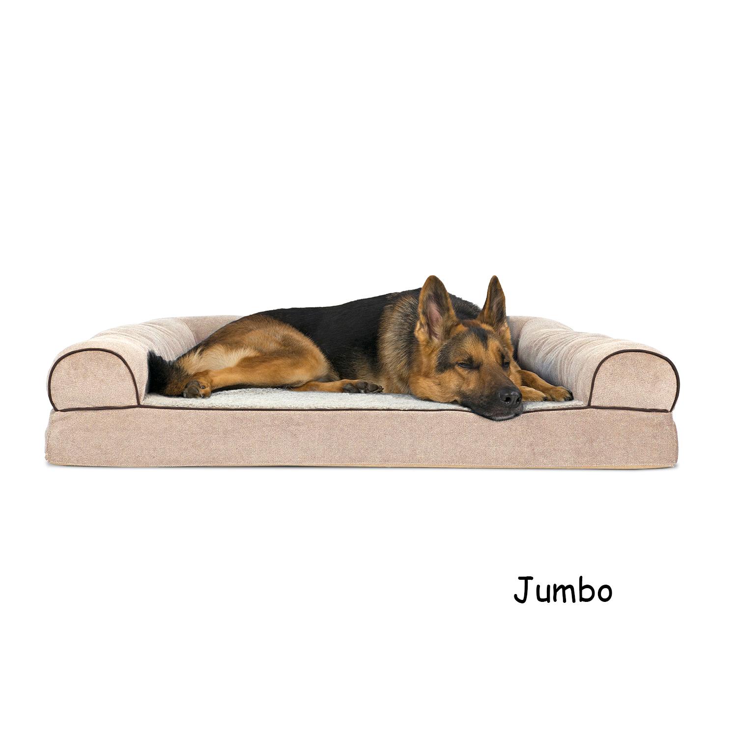 Orthopedic Sofa Dog Beds - Faux Fleece & Chenille