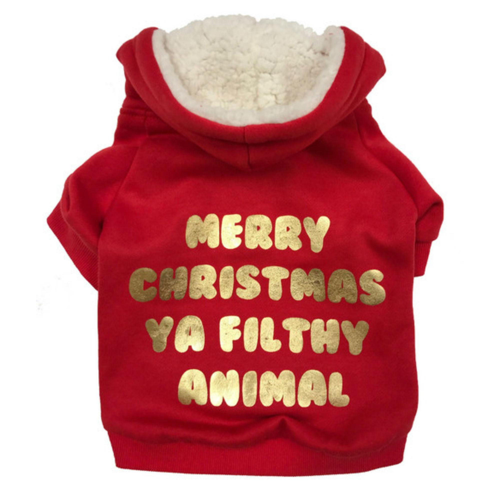 fabdog® Filthy Animal Christmas Dog Hoodie - Red