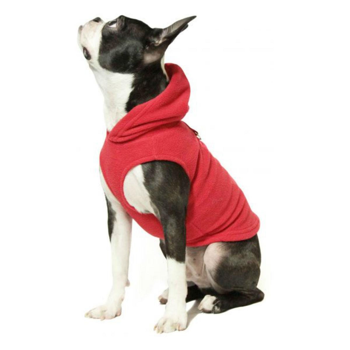 Fleece Vest Hoodie Dog Harness by Gooby - Red | BaxterBoo