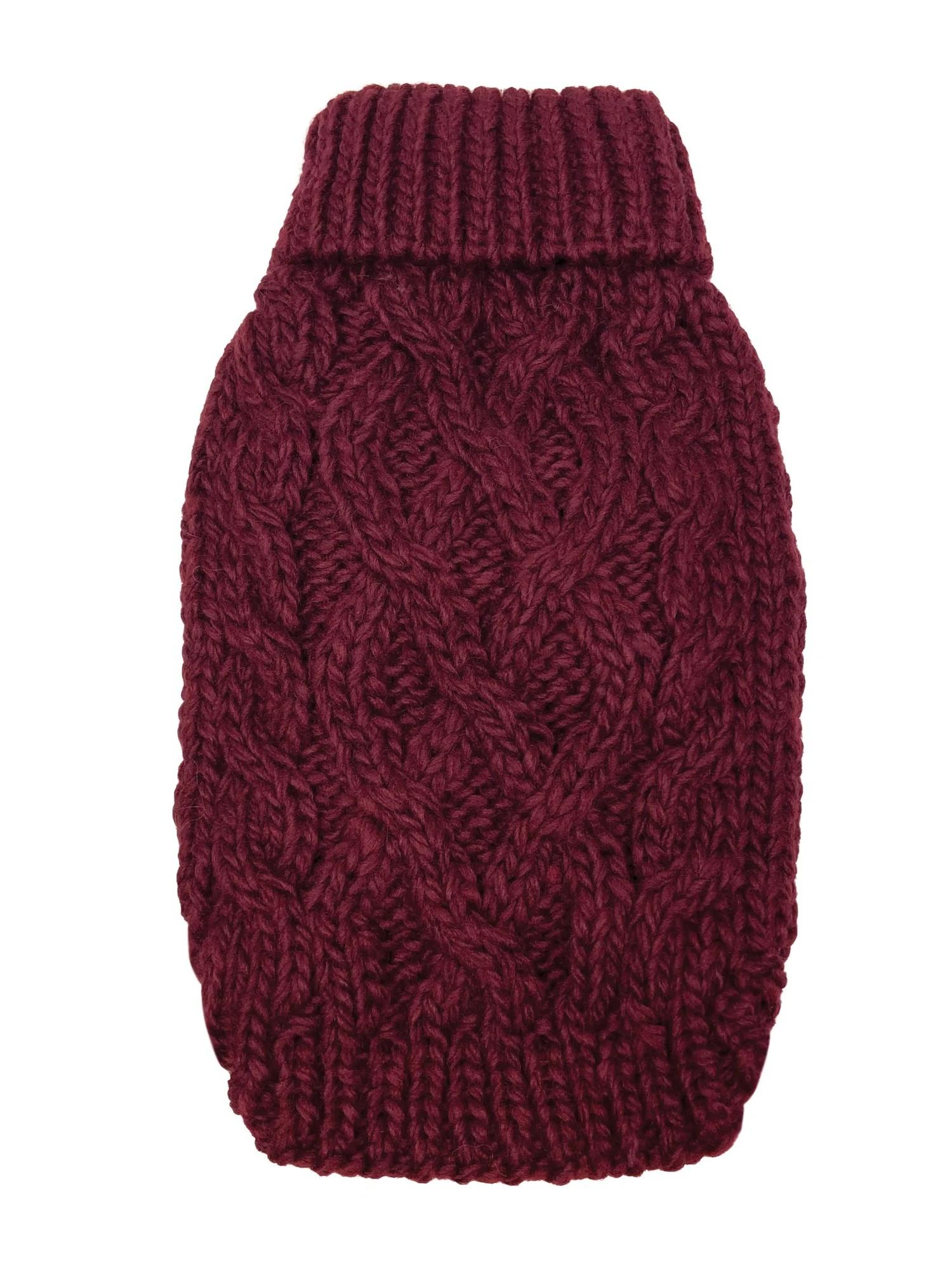 foufou Dog Cable Knit Dog Sweater - Burgundy