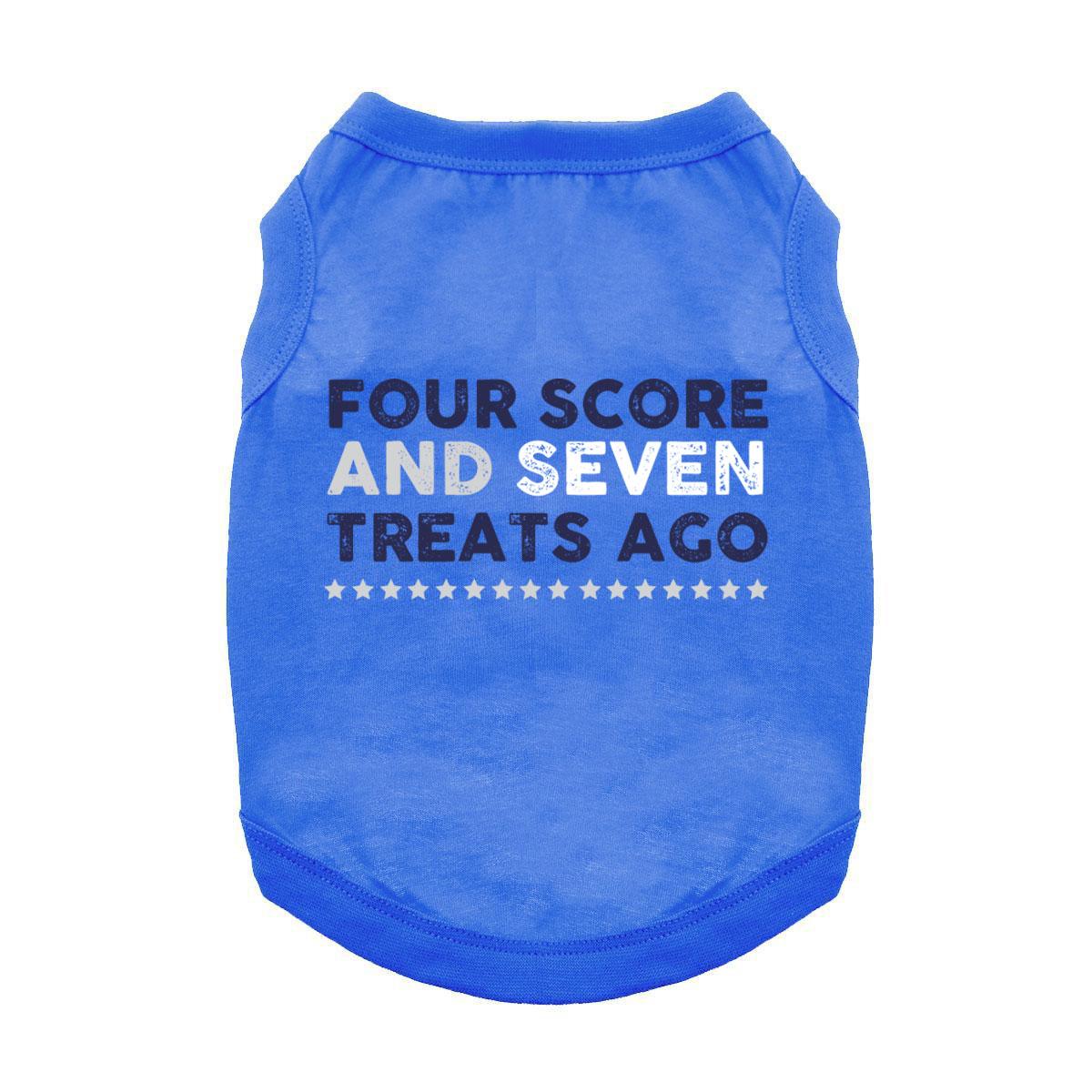 Four Score and Seven Treats Ago Dog Shirt - Blue