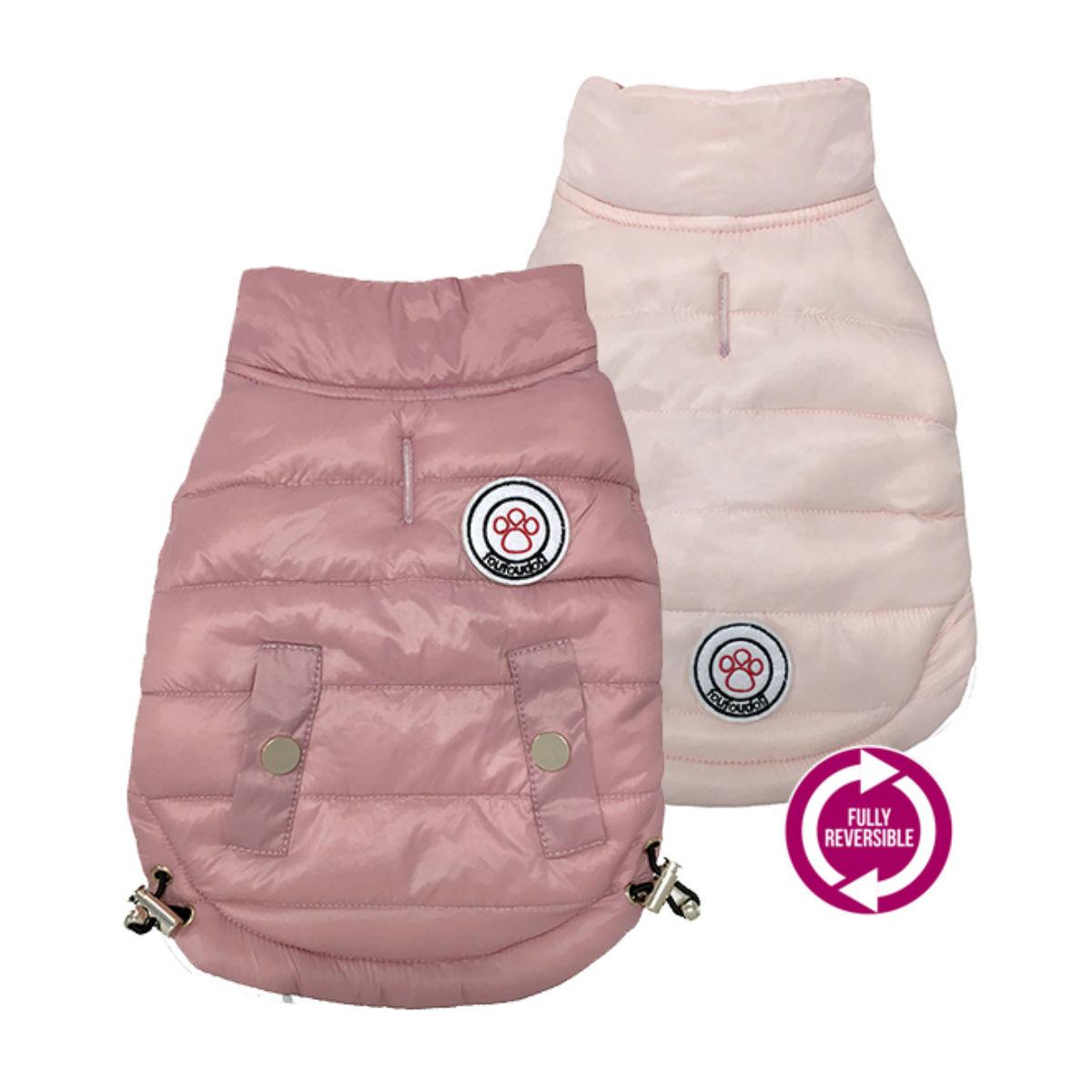 foufou Dog FouSport Luxe Reversible Dog Coat - Pink/Baby Pink