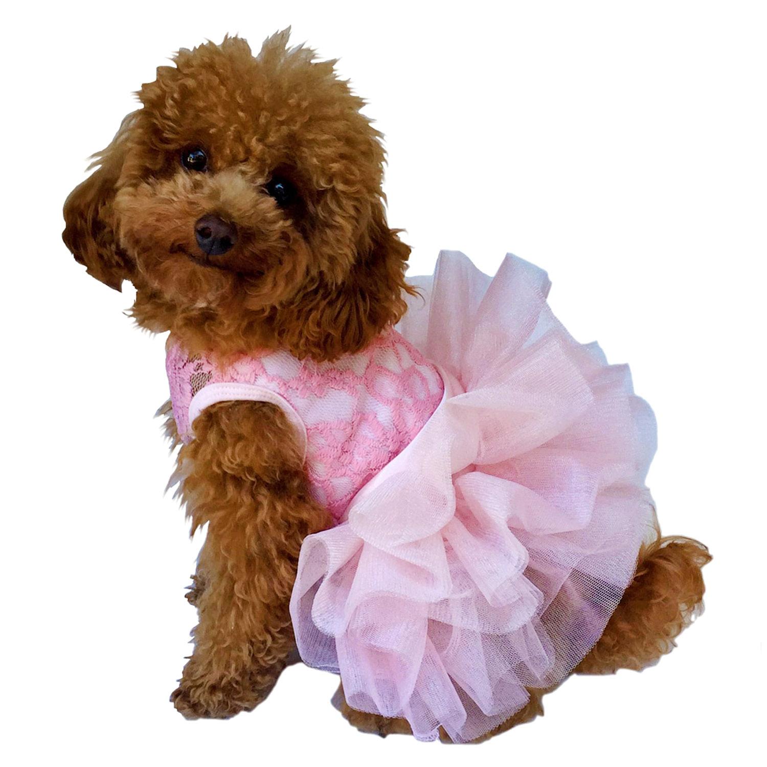 The Dog Squad Fufu Tutu Lace Dog Dress - Pink