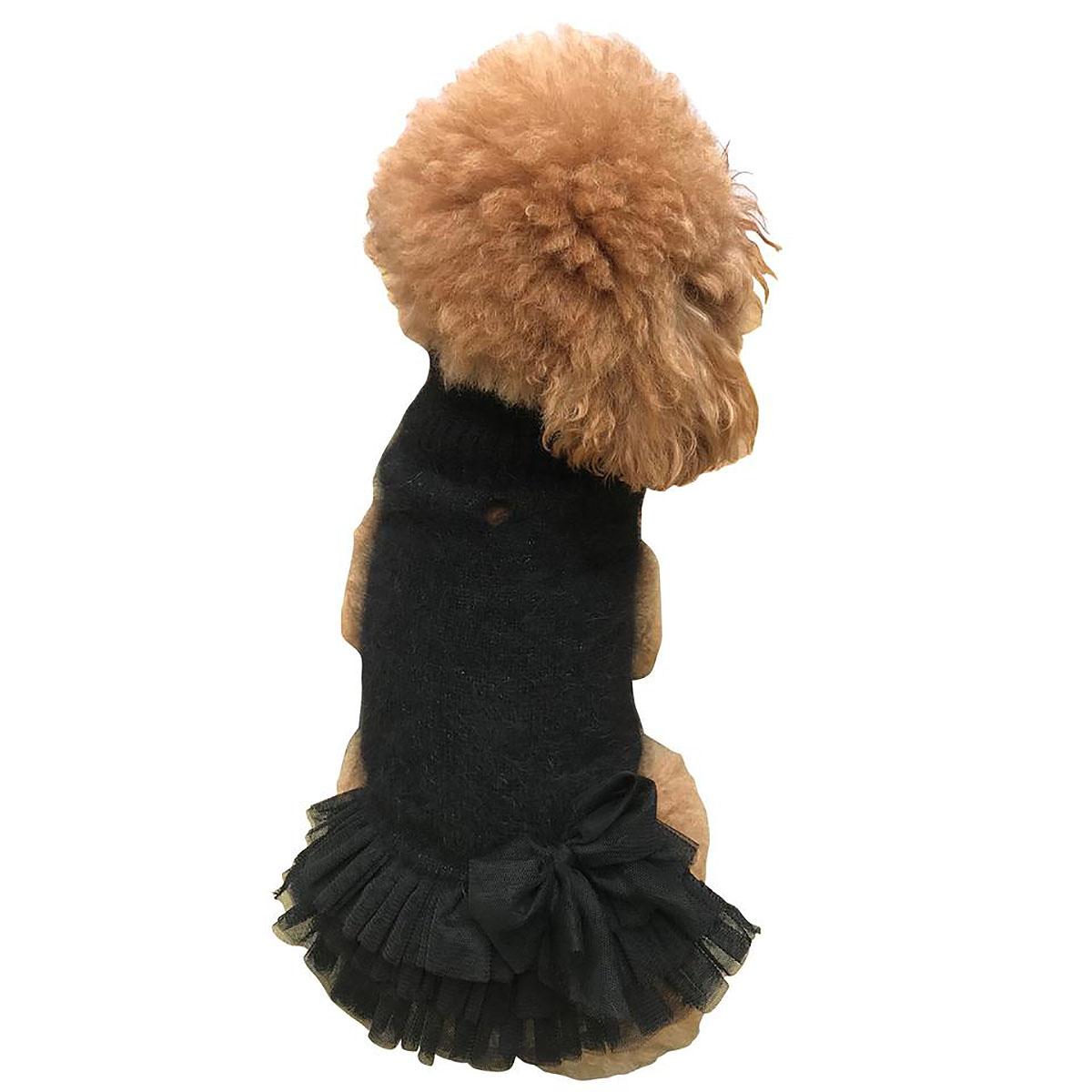 The Dog Squad Frilly Tutu Sweater Dog Dress - Black