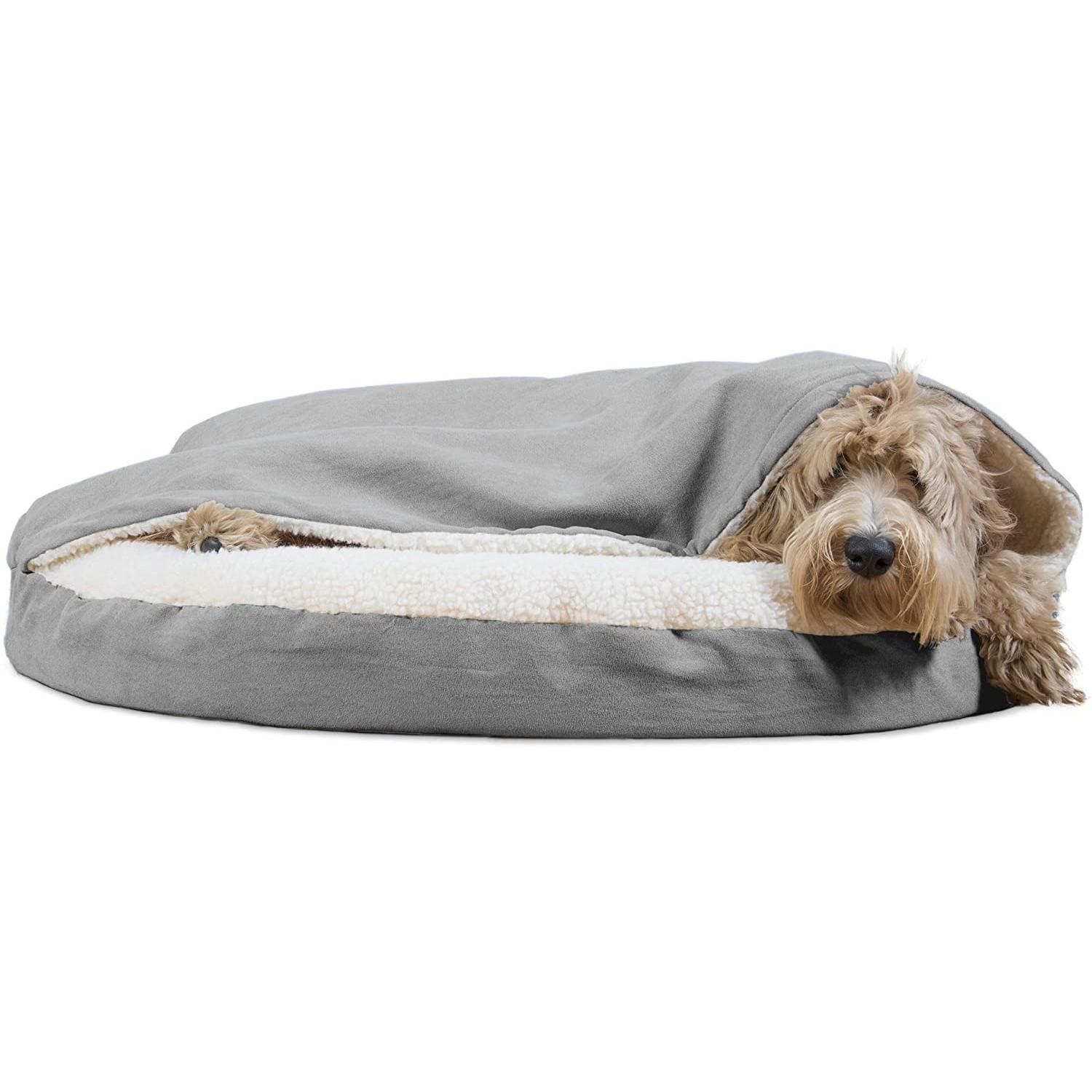 Furhaven Faux Sheepskin Snuggery Orthopedic Pet Bed - Gray