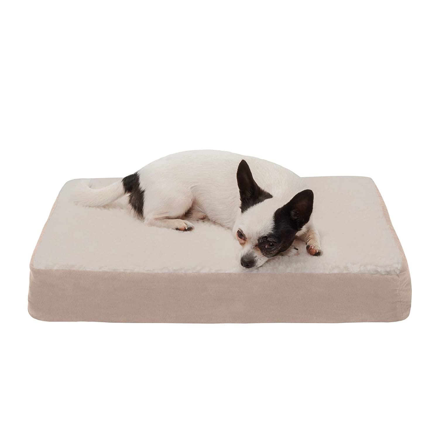 FurHaven Faux Sheepskin & Suede Deluxe Pillow Pet Bed - Clay