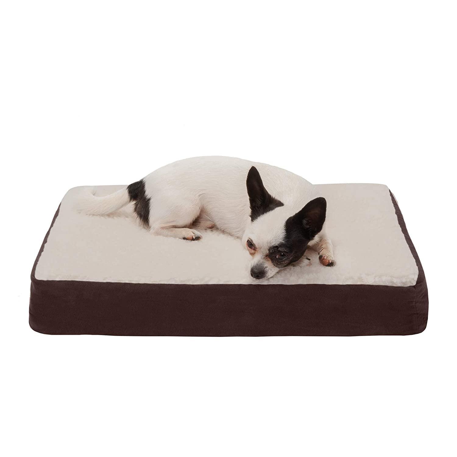 FurHaven Faux Sheepskin & Suede Deluxe Pillow Pet Bed - Espresso