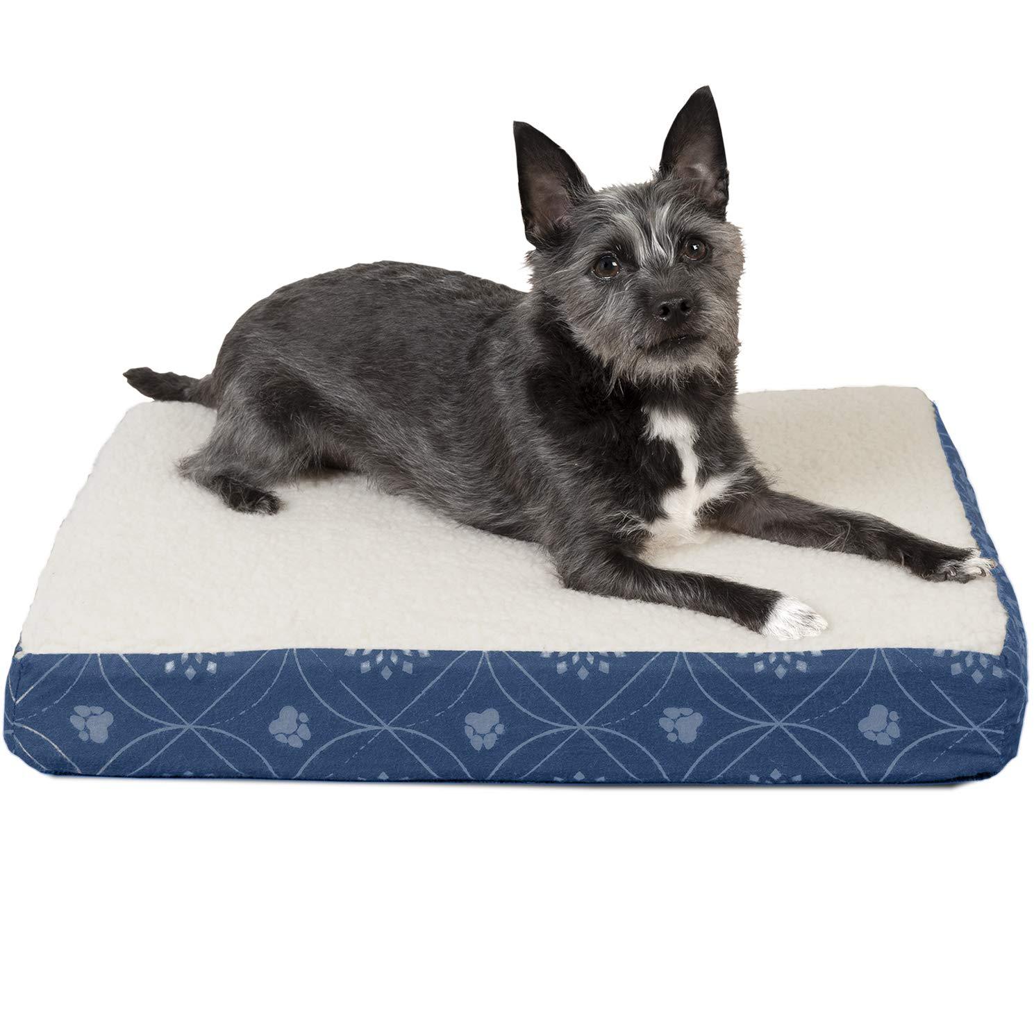 FurHaven Paw Decor Deluxe Orthopedic Pet Bed - Twilight Blue