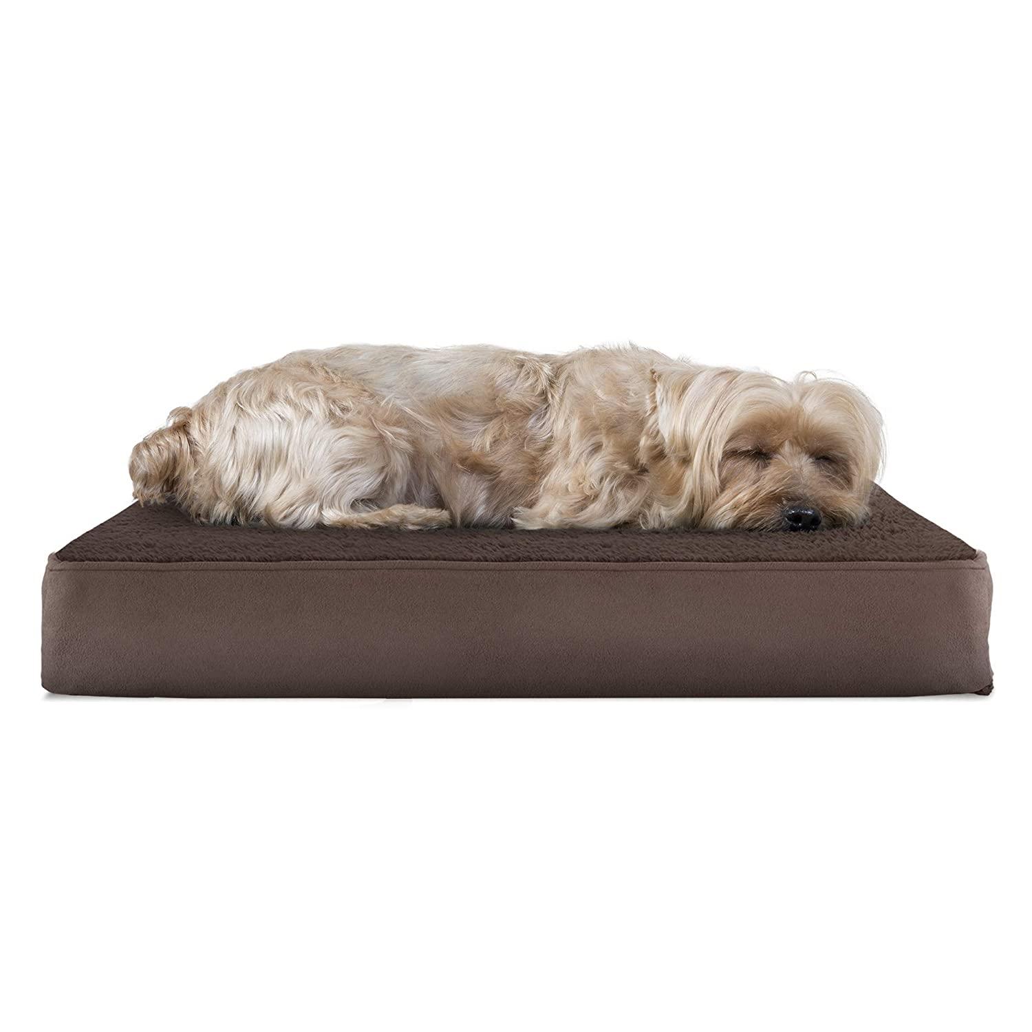 FurHaven Snuggle Terry & Suede Deluxe Orthopedic Pet Bed - Espresso