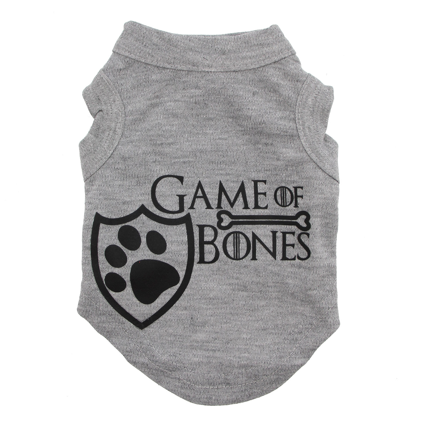 Game of Bones Screen Print Dog Shirt - Gray