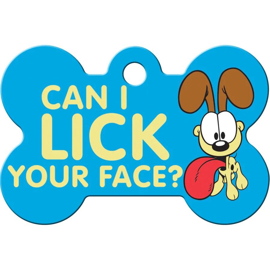 Garfield Lick Your Face Bone Large Engravable Pet I.D. Tag